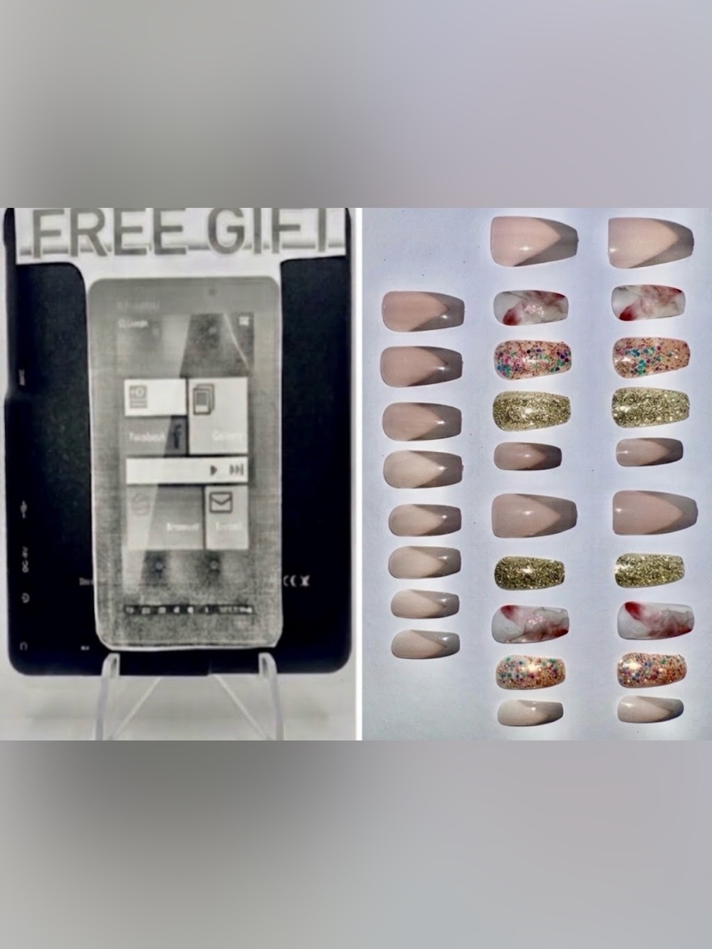 Look Beautiful 28pc press on nails with free gifts
